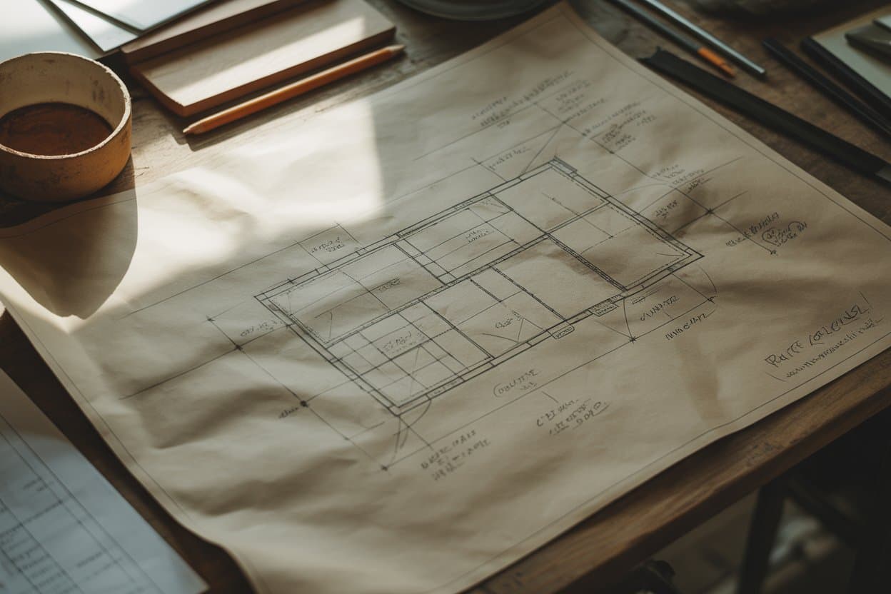 Initial site walkthrough — marked-up floor plan