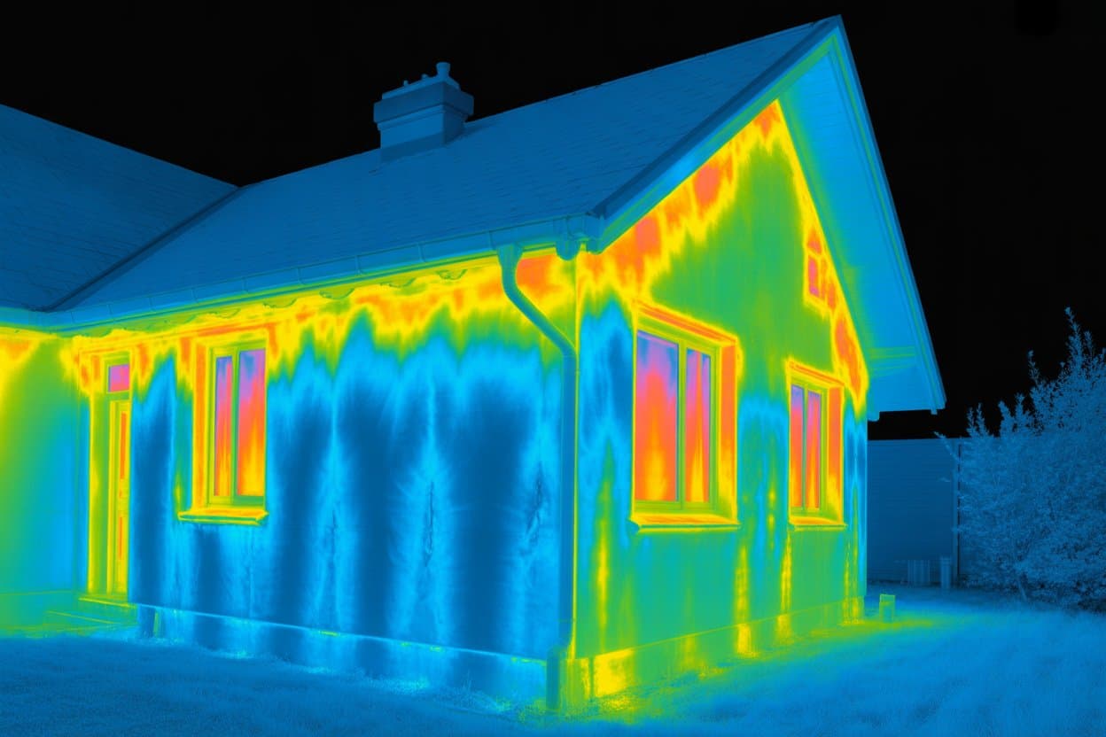 Infrared thermal scan — blower door pressure test