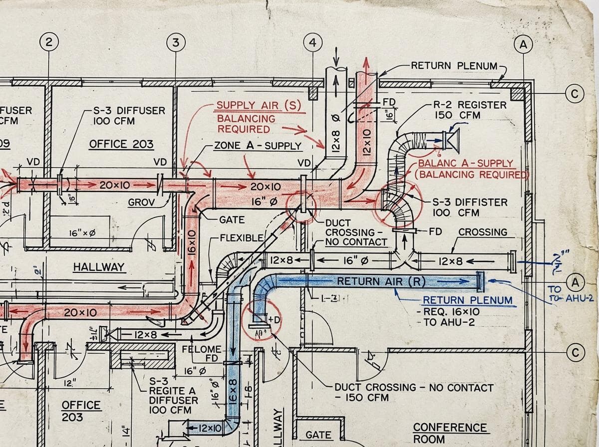 Architectural mechanical section drawing