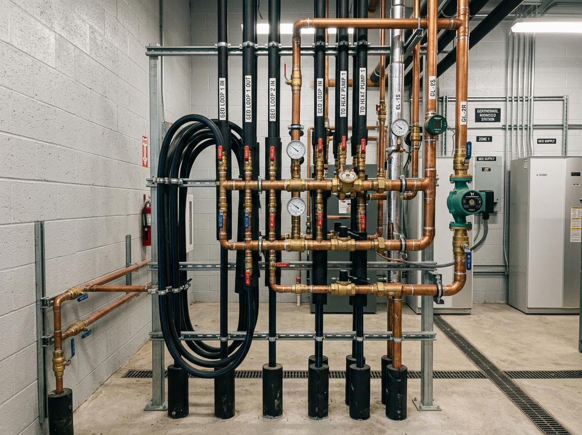 Copper pipe manifold — geothermal ground loop